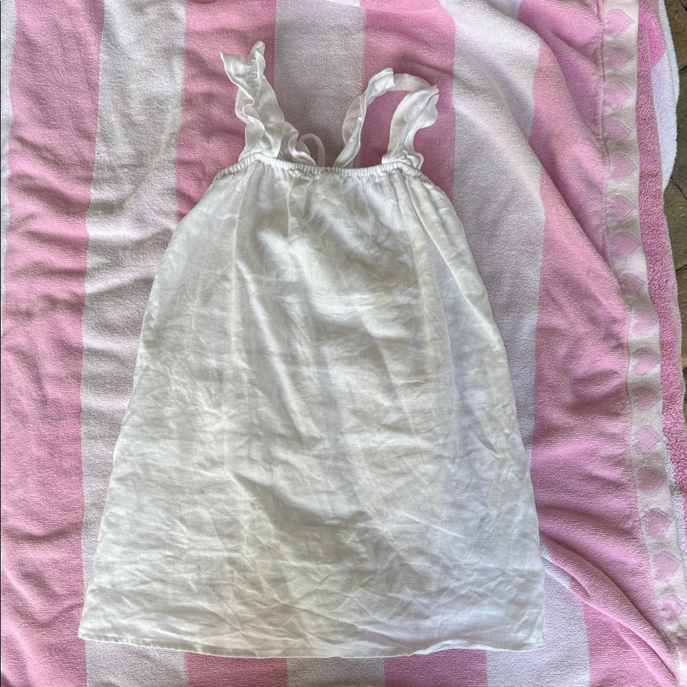 Reformation White Ruffle-strap Linen Dress